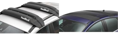 HandiWorld HandiRack Universal Dachgepäckträger für Autos; Schnellmontage Dachträger; Schwarz, H10, W33, D146cm & HandiWorld Universal Car Roof Rack Anti-Slip Pads, 290-HWASP, Black