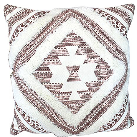 MOCOFO Prada bedruckter getufteter Kissenbezug mit nordischer Stickerei für Schlafzimmer, Sofa, Wohnzimmer, Auto, Dekoration (Kastanienrot, 45 x 45 cm)