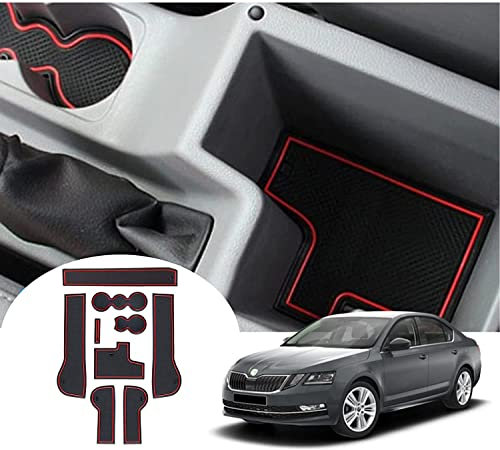 GAFAT S-ko-da Octavia 3 MK3 5E RS 2015-2019 Antirutschmatten, Mittelkonsole Armlehne Gummimatten, Getränkehalter Matte, Türnaht rutschfeste Matten