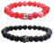 UEUC Armband mit CZ Kronen König und Königin schwarz Matte und weiß Howlite 8 mm Beads Armband(#65)