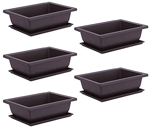Liummrcy Pot Bonsai, Pot Bonsai avec Soucoupe, Pots d'entraînement de bonsaï, Pots Plans en Plastique carrés avec Plateaux carrés pour Fleur succulente 10pcs