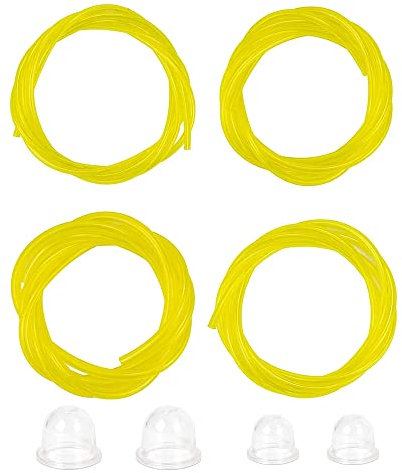 Benzinschlauch 1,5m JPGhaha Kraftstoffschlauch Dieselschlauch PVC Gelb mit Zündkapsel Primer Pumpe für Kettensägen Freischneider Innen 2mm 2,5mm 3mm 4 Stück