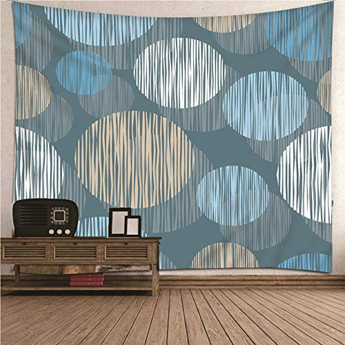 Banemi Wandteppich Jugendliche, Wandteppich für die Tür Mehrfarbig Minimalismus Thema Rund und Streifenmuster Polyester Gobelin Schlafzimmer Dekor 260x240CM