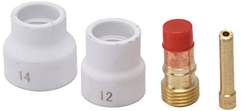 4 Pièces TIG Gaz Lentille Kit Blanc Tasse en Céramique Court Biseau Porte-électrode Connecteur avec et pour WP 17 18 26