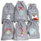 Papierdrachen 6 Geschenksäckchen zu Weihnachten - wunderschön bestickt und ideal zum nachhaltigen Verpacken von Weihnachtsgeschenken - Blau Grau mit Bestickung - 13x18 cm - Set 12