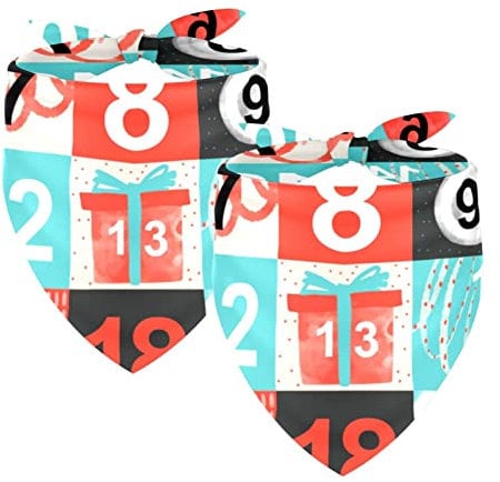 Weihnachts-Kalender, quadratisch, 2 Packungen Hundehalstücher Zubehör Hundeschal Kleine Mittel Große Größe Hunde Katzen Welpen Haustiere