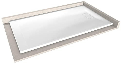 Bernstein Duschtasse 80x160 cm Weiß matt GT-Serie aus SMC, Flache Duschwanne 2,6 cm, Rechteckiges Duschbecken in Steinoptik