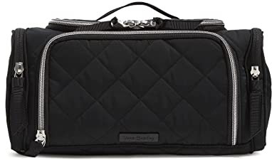 Vera Bradley Damen Kosmetiktasche aus Köperstoff, groß, für Reisen Reisezubehör, Schwarz