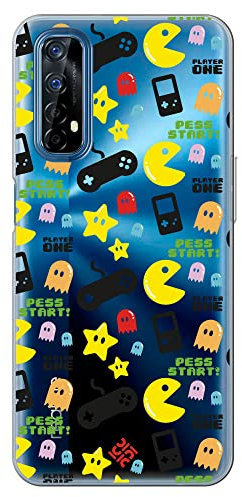 Movilshop Funda para [ Realme 7 ] Dibujo Auténtico [ Comecocos ] de Silicona Flexible Transparente Carcasa Case Cover Gel para Smartphone.