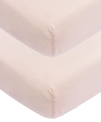 Meyco Spannbettlaken 2er Pack Kinderbett 60x120cm Jersey Soft Pink | 100 % Baumwolle - Oeko Tex zertifiziert - Spannbetttuch - Rundum-Gummizug - atmungsaktiv & hautfreundlich
