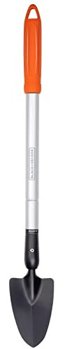 BLACK+DECKER Truelle de Jardin - Tête Pointue - Manche télescopique 77-105 cm - Résistant à la Chaleur - Blanc
