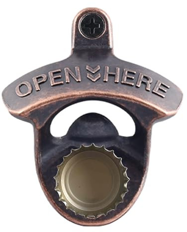 HAIICEN Retro Post Mounted Magnetic Beer Bottle Cap Opener, Antique Copper Bottle Top Opener for Wall (1 Pack)