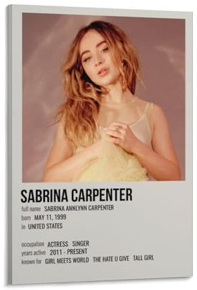 DAGUYS Popsängerin Sabrina Carpenter Musikposter 3 Poster Kunstdruck Wand Foto Farbe Poster Hängende Bild Familiendekor 60 x 90 cm