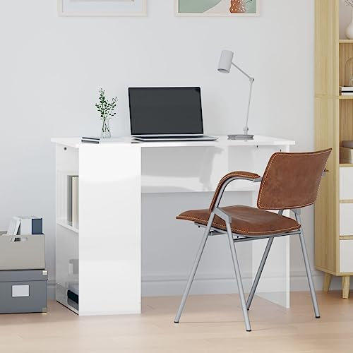 BUKSCYJS Schreibtische,Eck Schreibtischschreibtisch Hochglanz-Weiß 100x55x75 cm Holzwerkstoffgeeignet FüR Wohnzimmer, Schlafzimmer, BüRo, Besprechungszimmer, Arbeitszimmer