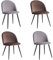 BenyLed Lot de 4 chaises de Salle à Manger ; Chaises de Cuisine avec revêtement en Velours ; Chaises de Salon Modernes avec Pieds en métal Noir (Brun+Gris)