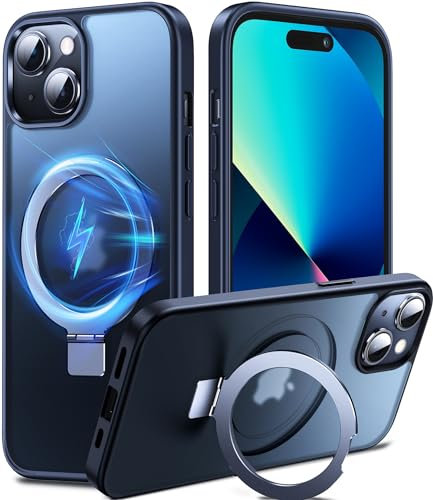 Chicfun 3-in-1 Magnetic KickStand Ring Holder for iPhone 13/14 Case with MagSafe, Military Shockproof Silicone Protective Cover