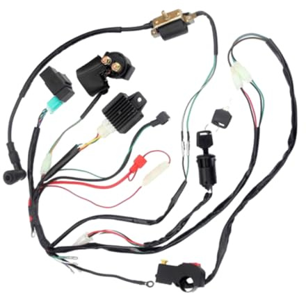 KACEPAR Elektrik Kabelbaum, Spulenkabelbaum Zündanlage für 50cc 70cc 90cc 110cc 125cc Quad Bike Pit Bike Dune Buggy, Kabelbaum CDI Zündung Ersatz Kit