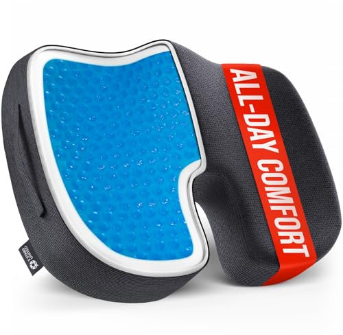 5 Star United Memory Foam Sitzkissen, ergonomisches Steißbeinpolster für Bürostühle, Linderung von Ischias- und Rückenschmerzen, rutschfest, tragbar - Arktisschwarz