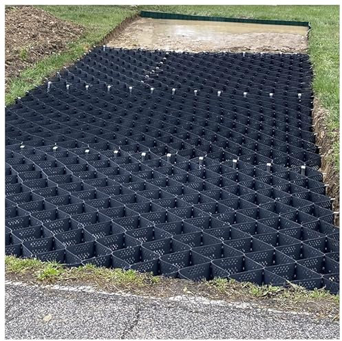 4 Zoll Dicke Steinunterlage für Campinganhänger mit 10 Bodenankern, Geogitter für Pflanzen, Kies, Sand, Erde, Schlammkontrolle, Erdgitter, Straßenbett, Terrassenpflaster an der Rückseite, 3,2/6,5/10