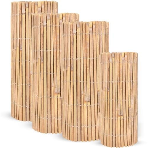 LOIBUYZ Natural Bamboo Garden Fence Covering, Outdoor Privacy Slat Screening, Fence Panels Wind & Sun Protection, (1m x 3m)
