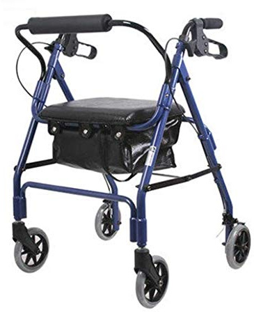 Rollator, Gehhilfe für Senioren, Rollator, Rollator, Leichtgewicht, Bremse, für Erwachsene, höhenverstellbarer Sitz (rot), interessant (blau)
