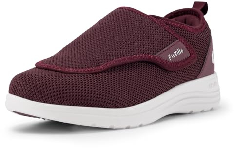 FitVille Extra Breit Schuhe Damen mit Klettverschluss Gesundheitsschuhe Seniorenschuhe Bequeme Pflegeschuhe Hausschuhe Freizeitschuhe für Breite Füße EasyTop Wings V2