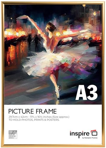 Inspire By Hampton Frames BACKLOADER A3 Gold Poster Frame Acrylic (Non-Glass) Pack of 1