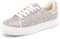 Suokdil Glitzernde Strass-Sneaker für Damen – Bling Fashion Bedazzled Plateau-Tennisschuhe – weiße Glitzer-Pailletten Hochzeits- und Partyschuh, Strass, 36 EU