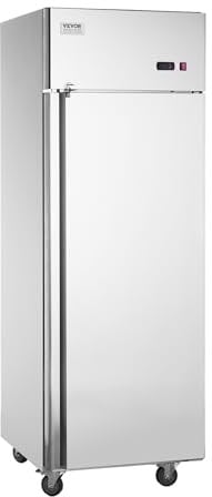 VEVOR Congélateur Commercial 570 L, Armoire de Congélation à Portée de Main 1 Porte, en Inox, Dégivrage Automatique, Contrôle de Température -25 à -15 ℃, 3 Tablettes et 4 Roues, Cuisine Restaurant