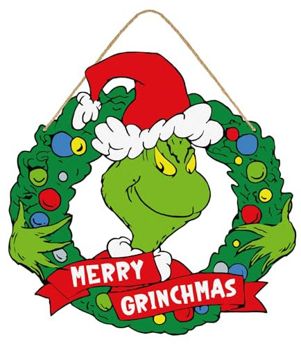 Décoration de Noël, Panneau à Suspendre en Bois Merry Christmas, Panneau de Bienvenue Amusant, Décoration de Porte d'Entrée, Fournitures pour Fête de Noël et Arbre