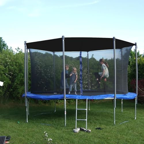 Eastuy Trampolin Sonnenschutz Abdeckung, UV-resistent & wasserdichte Überdachung, für Ø 183-427 cm Trampoline mit 6-14 Fuß Durchmesser, Schwarz, Nylon, Unisex-Kinder