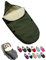 Fußsack für Babyschale [Winterfußsack] für Kinderautositz Gruppe 0+ und Kinderwagenschale 3-Punkt- und 5-Punkt-Gurtsystem universal Lammwolle Sitzauflage verstellbar (olive)