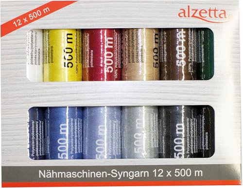 Nähgarn 10x 500m Spulen - hochwertiger Nähfaden - sowohl als Nähmaschinenfaden als auch zum Nähen mit der Hand bestens geeignet (12x500m bunt sortiert)