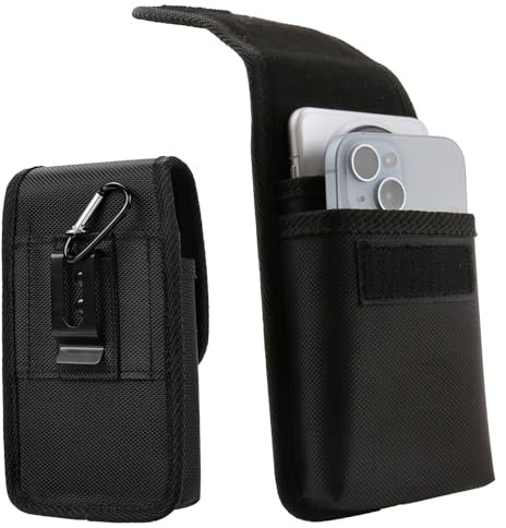 Dual Mobile Phone Holster for Iphone 16 15 Pro Max Multipurpose Cell Phone Pouch with Belt Clip Tactical Utility Double Cellphone Holder Case Pouches for Travel Work Hiking Camping Barbecue Rescue