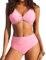 AI'MAGE Bikini Damen Set Sexy Oberteil und Höschen High Waist Bademode Bauchweg Rosa XL