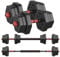 SONGMICS Hantelset, Hanteln mit Verbindungsstange, Hexagon, Kurzhantelset, 20 kg, für Workout, Fitnesstraining, Gewichtheben für Zuhause, Fitnessstudio, tintenschwarz SYL200B01