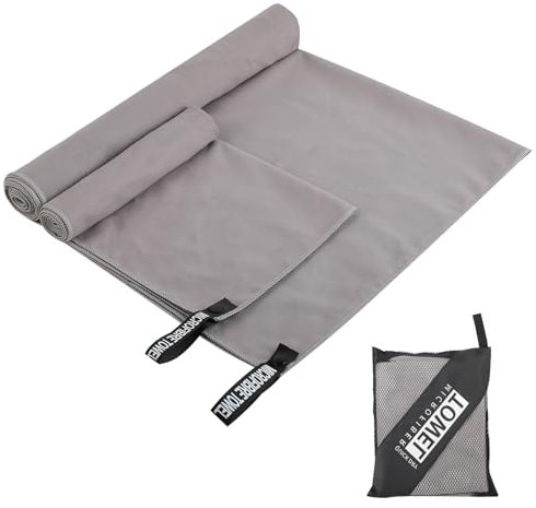 Windfromort 2 Unid. Toalla Microfibra Gimnasio – Gym Towel Secado Rápido y Ultraabsorbente – Toalla Gimnasio para Deporte, Playa y Viajes (Gris)