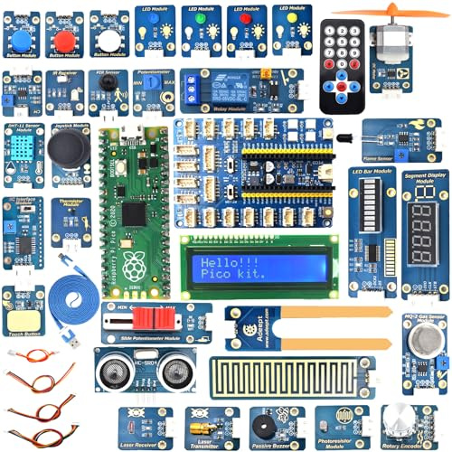 Adeept Kit de sensores definitivo para Raspberry Pi Pico (incluido) con 35 módulos de sensor y tabla de expansión Pico GPIO, 40 lecciones, para proyectos MicroPython