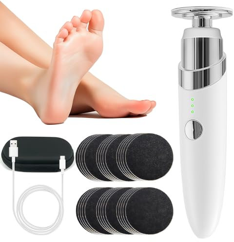 Electric Foot File Hard Skin Remover,Electric Foot File with 30Pcs Sandpaper and Organizer, Cordless Adjustable Speed Electric Callus Remover for Feet, Rechargeable Pedicure Tool for Feet Dead Skin