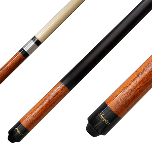 Winsport Shooter Billardqueue, aus hochwertigem Ahornholz, Pool-Cue, super Spielqualität, 147 cm 2-TLG. mit 12,5 mm Klebeleder oder 12 mm Schraubleder, Edelstahlgewinde