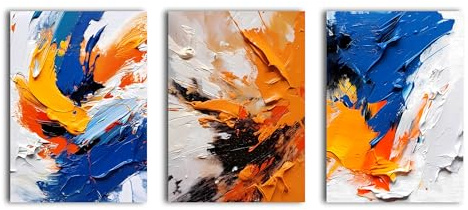 simpa 3 Panel Canvas Wall Art – Abstract Passion – Framed & Stretched Artwork for Home, Living Room, Office Décor