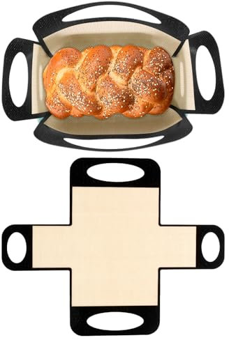 2 Pcs Silicone Bread Loaf Pan Liners, Reusable Food-Grade Bread Sling Lifters with 4 Handles, Non-Stick Dough Transfer Tool Fits 9x5 or 1.5lb Loaf Pans for Sourdough Baking Supplies