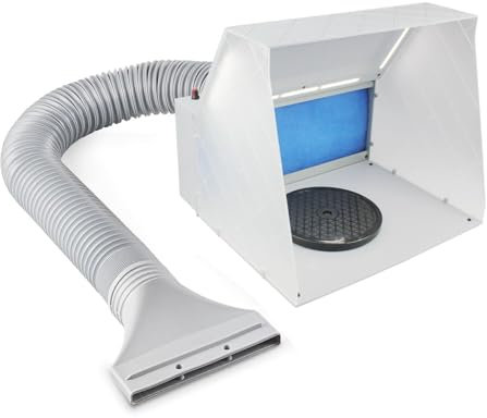 ABEST Cabine de pulvérisation aérographe pour loisirs créatifs, cabine de peinture avec ventilateur réglable de 5,1 m³/min et lumière LED, tuyau d'extension d'évacuation de 5 pieds, filtre à 2 couches
