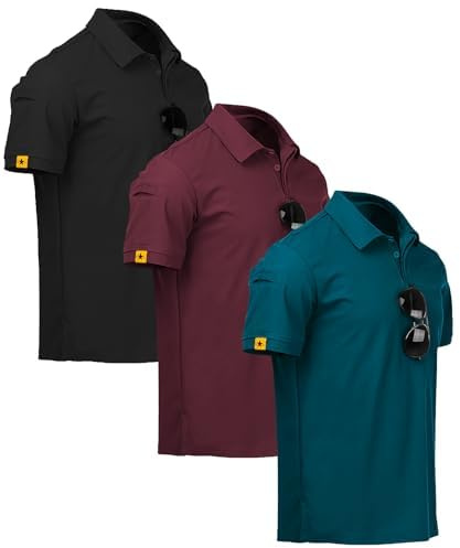 ZITY 3er Pack Poloshirt Herren Kurzarm Schnelltrocknend Atmungsaktives Tshirt Männer Sommer Polohemd Casual Sport Shirt Regular Fit Golf Poloshirts