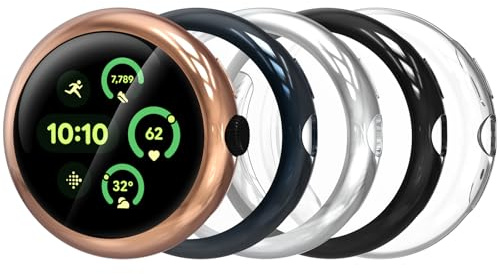 Bigqin 5 Stück Hülle mit Displayschutzfolie Kompatibel mit Google Pixel Watch 3 41mm 2024, kratzfeste TPU Rundum Schutzhülle ultradünn