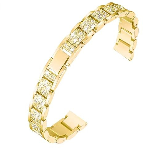 hoosouk Für DW Uhrenarmband Damen Flash Stahl Armband Zubehör(Gold,12mm)