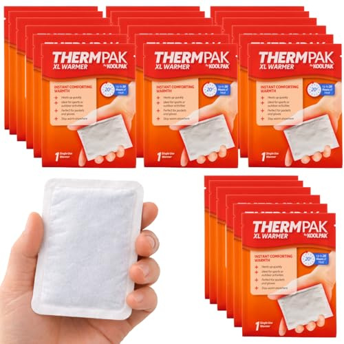 ThermPak XL Hand Warmers – Pack of 30 – Up to 20 Hours Heat – Single Use Pocket Warmers for Gloves, Sports, Camping & Outdoor Activities – 10 x 13cm