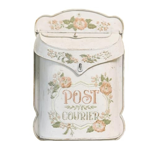 Boîtes Aux Lettres Boîtes aux lettres extérieures vintage Boîte murale en métal Décoration de poste ferme Artisanat du Père Noël Pour l'extérieur(Cream)