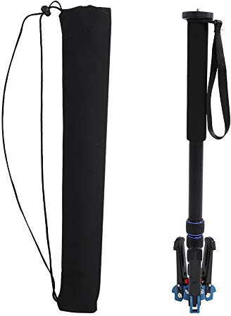 5 kg schwer belastbarer teleskopischer Monopod aus Aluminiumlegierung, tragbarer Kamera-Monopod mit Stativbasis, 5-teilig verstellbar von 17,7 bis 65 Zoll für DSLR und