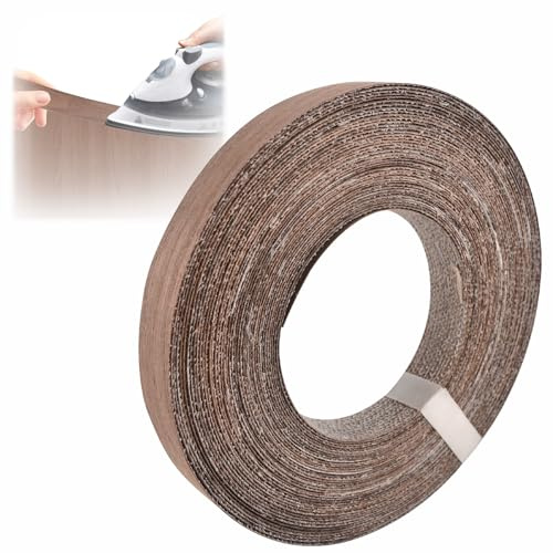 Befun Edge Banding, Walnut Wood Veneer Tape Pre-glued Edge Strip 15mx1.9cm | Flexible, Pre-glued, Wood Effect Repair Tape, for Worktop Kitchen Cabinet Furniture Restoration DIY Projects